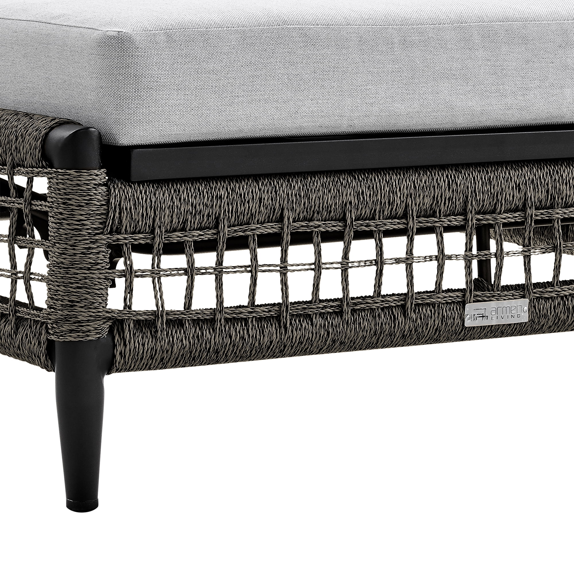 Felicia Outdoor Patio Adjustable Chaise Lounge Chair in Aluminum with Grey Rope and Cushions