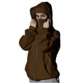thumbnail image 3 of Meichang Women's Zip Up Hoodie with Face Mask Built in Balaclava Winter Outdoor Sport Ski Mask Balaclava Hoodies for Women Coffee XXL, 3 of 10