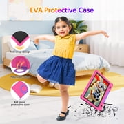 10inch Kids Tablet Android 15,1280x800 HD Ips Display Tablet with Eva Case,12GB (3g+9g) RAM+64GB Rom,Quad-Core, Wi-Fi6,6000mAh,Parental Control App Google Certified - Pink