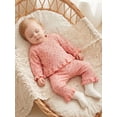 thumbnail image 3 of RUINIXCW Toddler Baby Girls Fall Outfit Fashion Floral Print Long Sleeve Ribbed Tops with Pants 2Pcs Set, 3 of 9