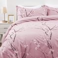 thumbnail image 3 of Pink Floral Duvet Cover Set Queen, Double Flower Plum Blossom Printed Comforter, 3 of 6
