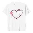 thumbnail image 4 of Chemises de Vacances pour Femmes Col Rond Manches Courtes Mode Imprimé Cœur T-Shirt Ample Léger Confortable Doux Tee Chandail Tenues Blanc TTG, 4 of 4
