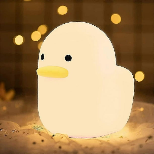 Lámpara de noche LED de pato con USB, de silicona, para dormir, con control táctil y temporizador