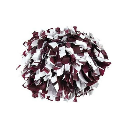 Pizzazz Maroon White 2 Color Plastic Cheer Single Pom Pom