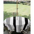 thumbnail image 3 of Outdoor Tablecloth with Umbrella Hole Zipper Black Gray Striped Round Tablecloth 54" Waterproof Outside Table Cloth Farmhouse Stripe Art Patio Table Cover Tablecloths for Picnic Party, 3 of 8