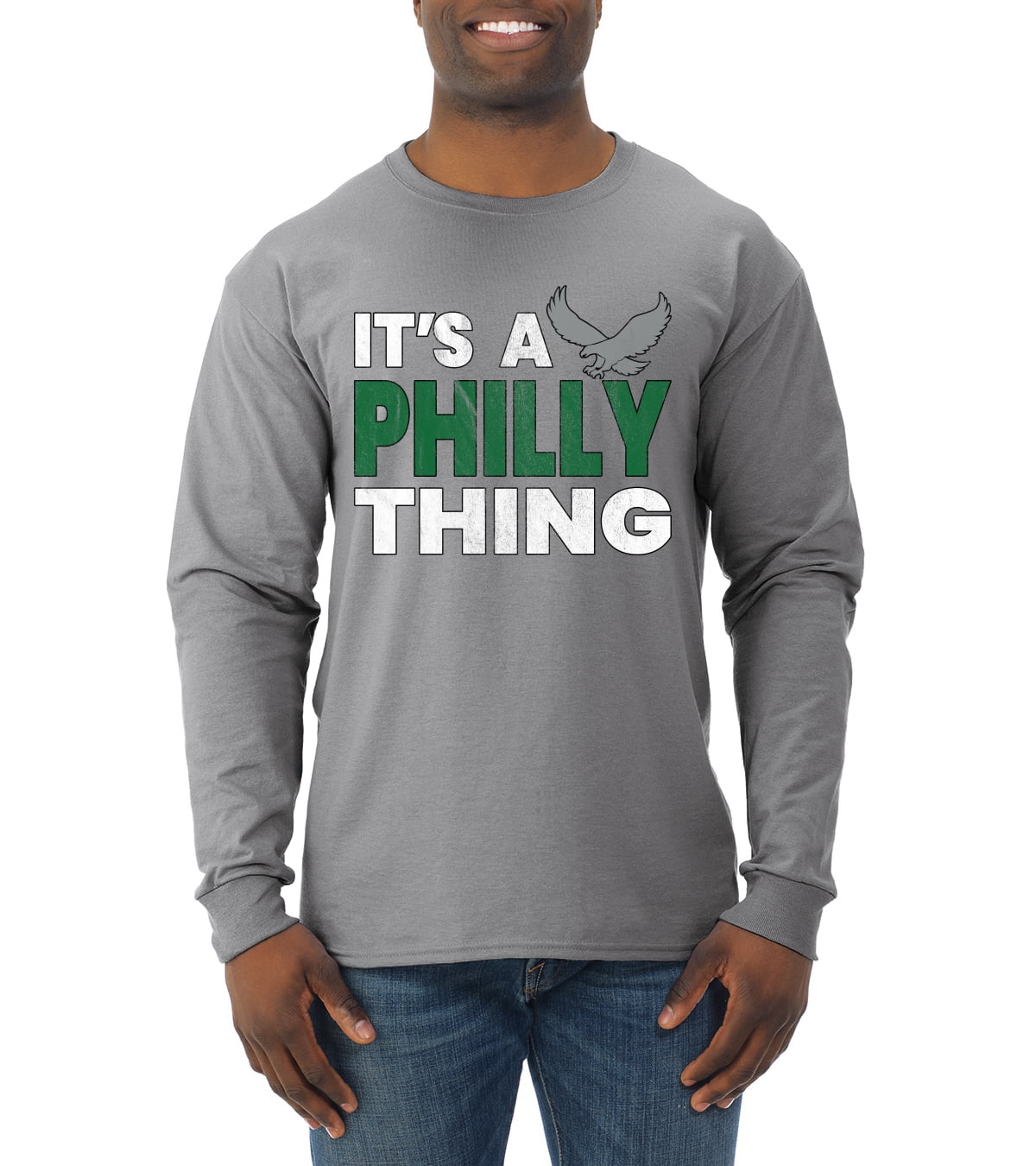 Wild Bobby It's A Philly Thing Philadelphia Football Sports Men Long Sleeve Shirt, Light Pink, Small, Men's