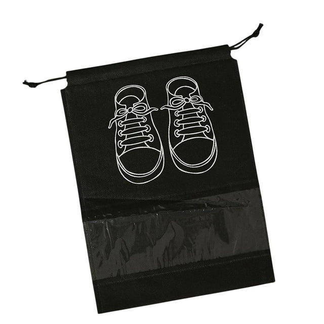 Bolsa de viaje para zapatos, no tejida, con cordón, para artículos de tocador, para guardar zapatos y bolsos. Negro 27x36cm