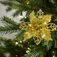 thumbnail image 4 of Christmas Flower Decorations Glittering Hollow Poinsettia Xmas Tree Wreath Hanging Ornaments For Home Party Holiday Decor 10cm, 4 of 5