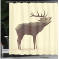 thumbnail image 4 of Ambesonne Polygons Shower Curtain, Geometric Elk Animal Art, 69"Wx75"L, Cream Umber and Brown, 4 of 5