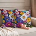 thumbnail image 2 of Colorful Spring Floral Outdoor Waterproof Pillow Covers, Modern Oil Painting Flowers Decorative Square Throw Pillowcase Sofa Cushion Sham for Patio/Couch/Chair, 26"x26" 2 Pack, 2 of 8