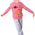 thumbnail image 3 of Toddler Crewneck Dinosaur Hoodie Casual Pink Dino Pullover Long Sleeve Cartoon Winter Clothes Tops (8211-2T), 3 of 6