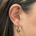 thumbnail image 2 of Italian 14k Yellow Gold Hollow Flat Rope Hoop Earrings 1.1" 4mm 2.6 grams, 2 of 5