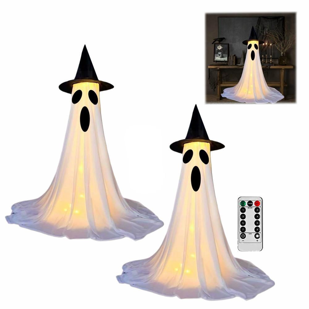 Halloween Decorations Outdoor,2 Packs Light Up Ghost Outdoor Decorations Indoor with Remote Control LED String Lights,Halloween Decorations Ghost Outside Decor for Yards Porches Gardens Lawn Party