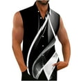 thumbnail image 1 of Tank Top para Hombres Botón de Impresión de los Hombres Casual Manga Corta Turndown Collar Tank Top, 1 of 4