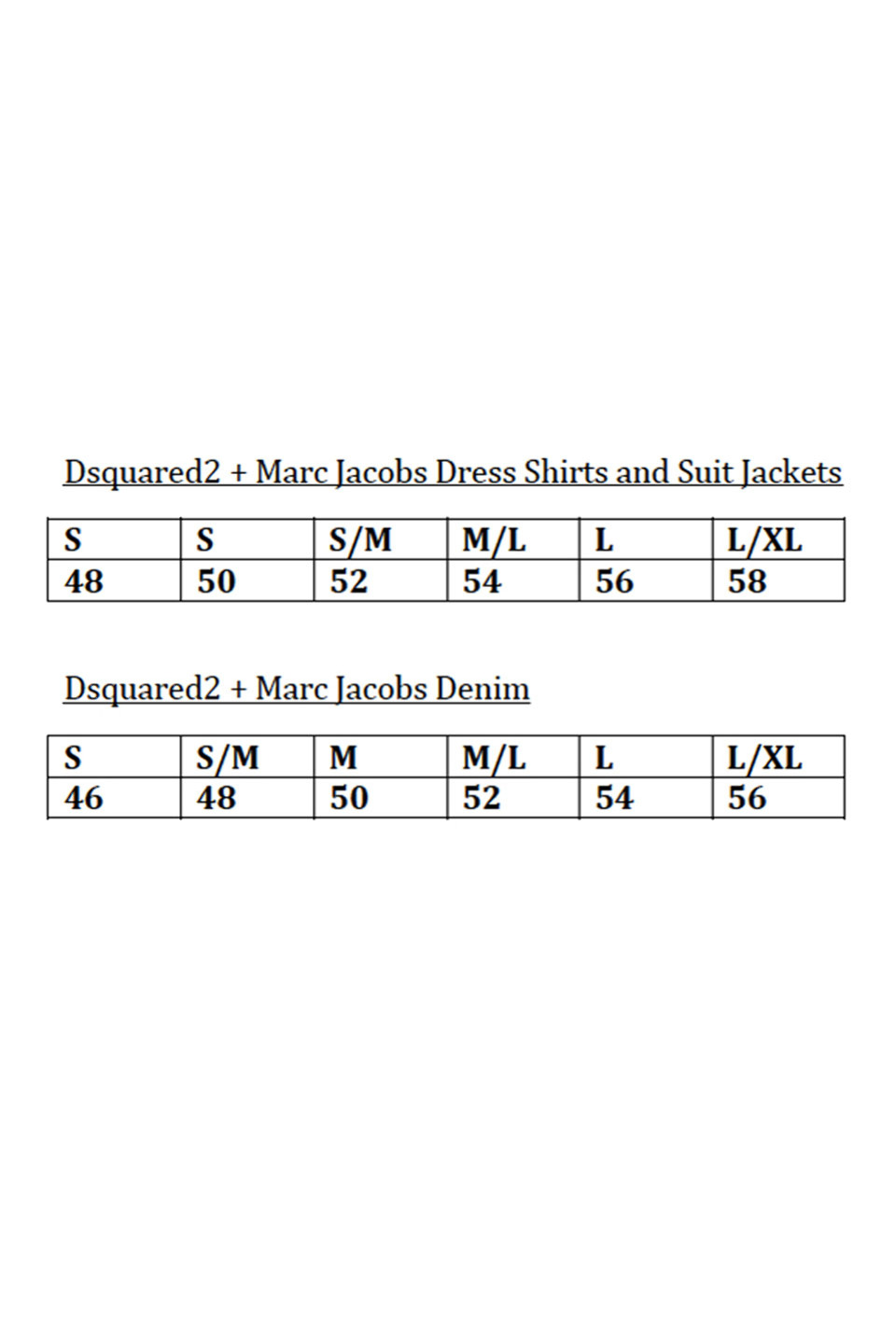 dsquared jeans size guide mens
