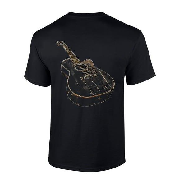 Trenz Shirt Company Black Leaning Acoustic Guitar Short Sleeve T-shirt-Black-4xl