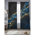 thumbnail image 2 of Blue Marble Sheer Curtains 84 Inch Length 2 Panels Set, Gold Abstract Vintage Modern Black Art Voile Window Treatment Rod Pocket Curtains Sheers Drapes for Bedroom/Living Room/Kitchen 52"x84"x2, 2 of 7