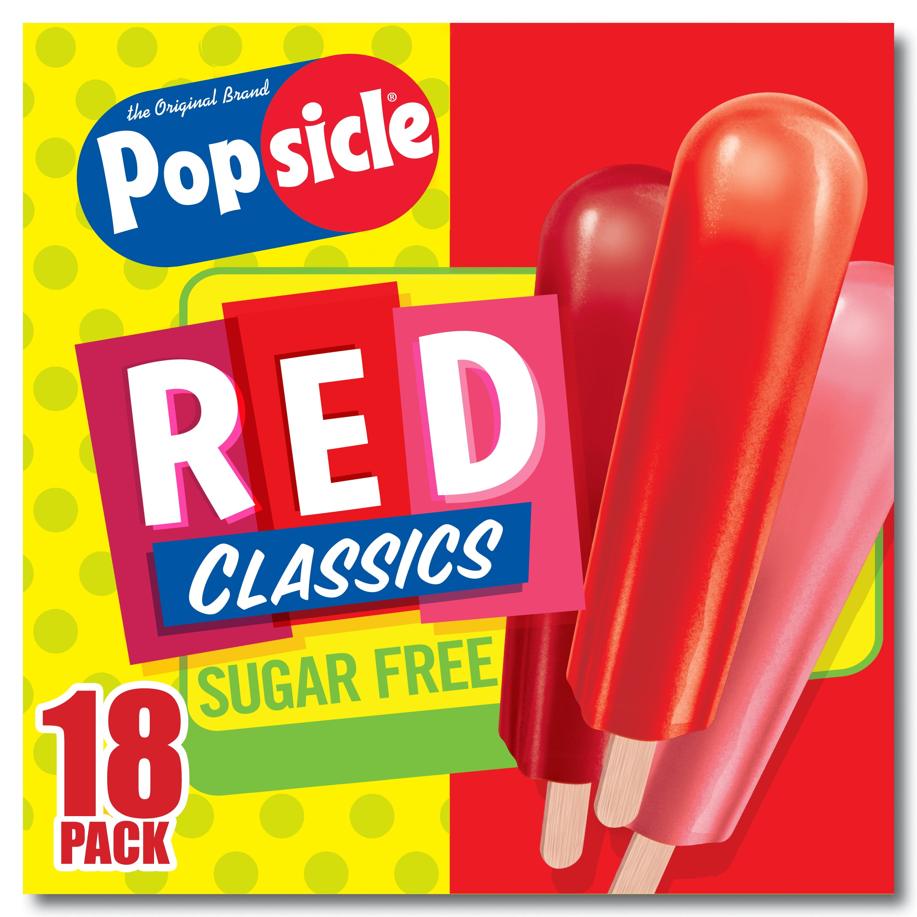 Popsicle Ice Pops Sugar Free Red Classics 18 ct
