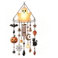 thumbnail image 2 of Glow-In-The-Dark Ghost Halloween Wind Chime, Halloween Hanging Decor With Ghost Pumpkin Bell Accents, Outdoor Halloween Decoration For Porch Garden Yard, Spooky Hanging Ornament 7.9" Home Decor, 2 of 5