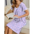 thumbnail image 4 of Avidlove Nightgowns for Women Short Sleeve House Dress with Pockets Pleated Nightdress Soft Sleepwear S-XXXL, 4 of 5