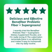 Benefiber Prebiotic Glp-1 Friendly Fiber + Supergreens Dietary Supplement Powder, Watermelon Lemonade Flavor, 8.8 oz (250g), 25 Day Supply