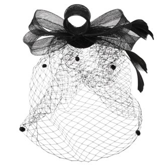 8799 2 Pcs 1920s Flapper Fascinator Mesh Veil, Black And White Veil 2 Colors 1920s Flapper Fascinator Mesh Veil Bridal Wedding  main image 2