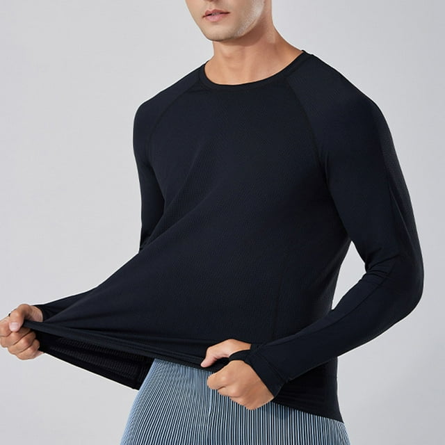 pstuiky Camisas suaves de manga larga para hombre, Camisa de verano para hombre, ligera, transpirable y de color sólido, de manga larga. top de hombre m