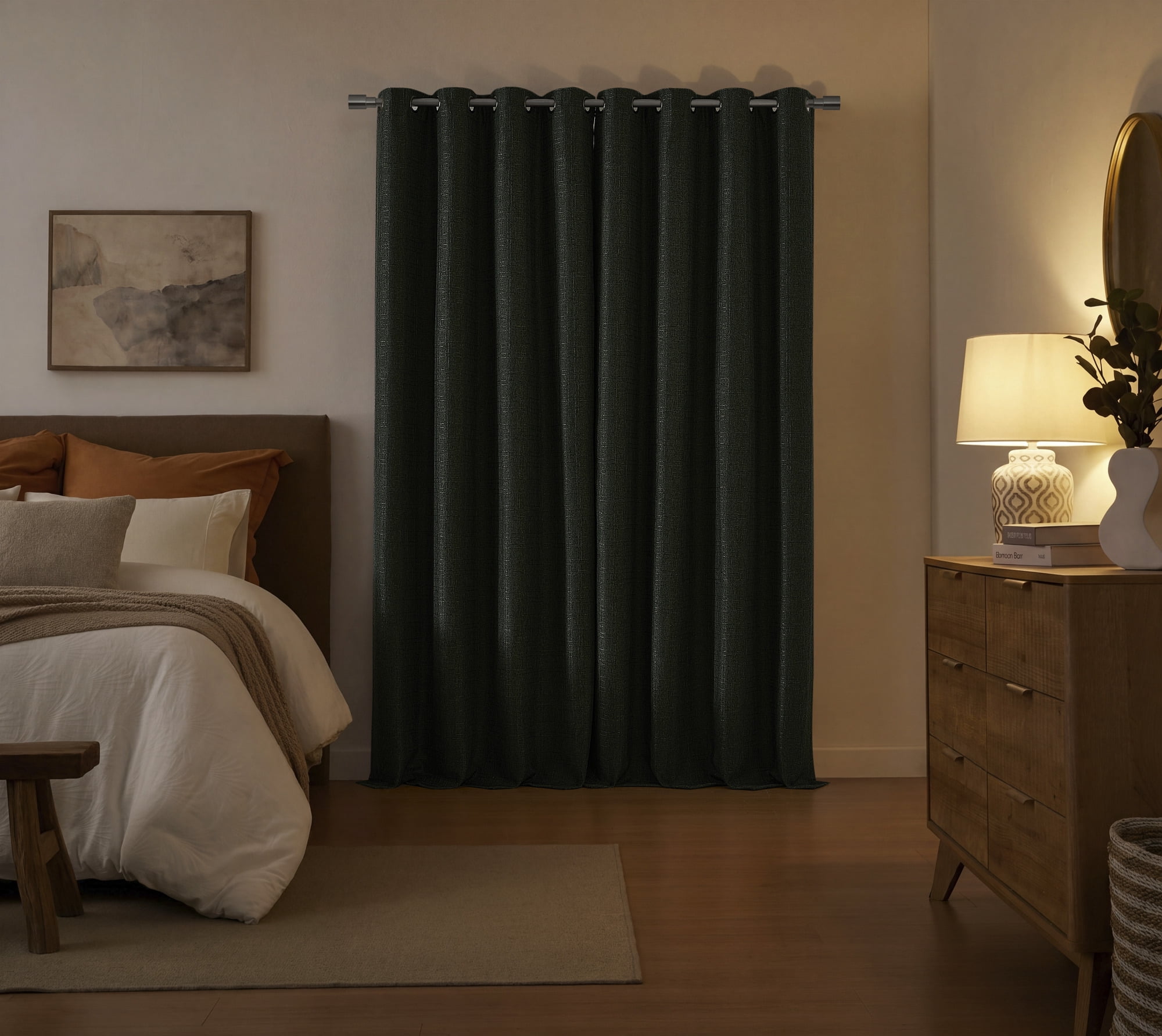 COLTON SUNSHIELD SIGNATURE Blackout Curtains for Living Rooms, Single Curtain Grommet, 50” x 84”, Gray