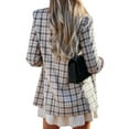 thumbnail image 5 of Xuanfei Women Plaid Graphic Long Sleeve Buttons Lapel Suit Jacket Blazer, 5 of 6