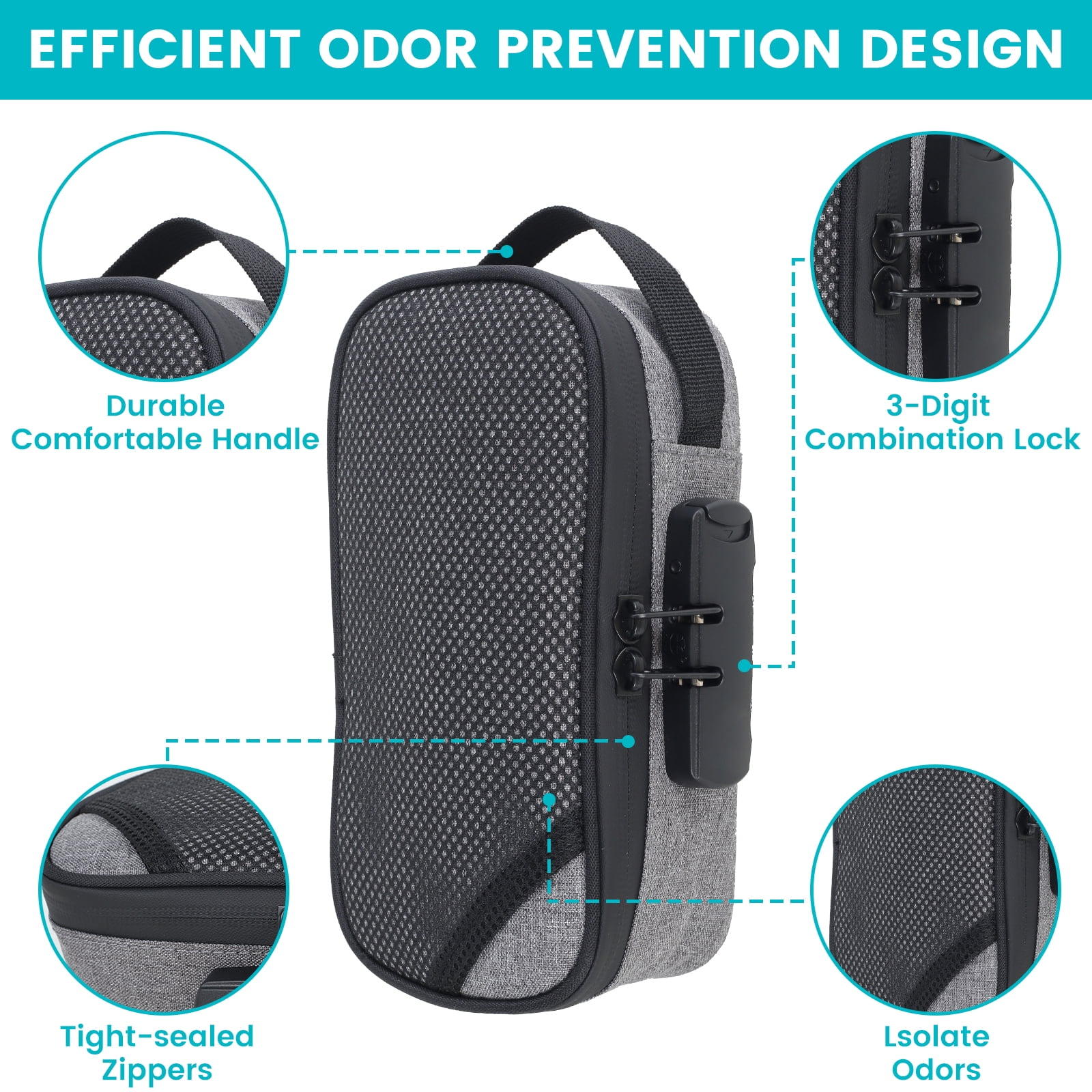 Sidekick Smell Proof Case Fresh Keeping Smell Proof Bag Safe Odor Proof Case Containers Sturdy Smell Proof Bag with Lock Portable Odor Proof Storage Bag for Traveling