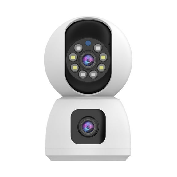 KunMing 2.4GHz WiFi Indoor Security Camera, 2K Dual Lens for Home, Baby, and Pet Monitoring with Night Vision, Motion Detection, Two-Way Audio, Siren, Cloud & SD Card Storage