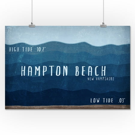Hampton Beach New Hampshire Essentials High Tide Low Hampton Beach New Hampshire Essentials High Tide Low Lantern Press Artwork 16x24 Giclee Gallery Print Wall Decor Travel Poster
