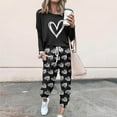 thumbnail image 2 of JGGSPWM 2 Piece Valentines Sweatsuits for Women Casual Active Wear Outfit Jogger Set CuteHeart Print Spring Fashion 2024 Matching Pajama Pjs Lounge Wear Black XL, 2 of 5