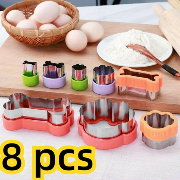 8pcs Dog Cookie Cutter Set, Dog Bone And Paw Print Cookie Mold For Homemade Treats, Stainless Steel Cookie Cutter Molds Suitable For Cakes And Cookies