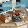 thumbnail image 3 of Dual Monitor Stand Riser with Drawers Length and Angle Adjustable Monitor Stand with Storage Large Computer Riser for Monitors/Laptop/PC Wood Screen/TV Stand Desk Organizer, 3 of 7
