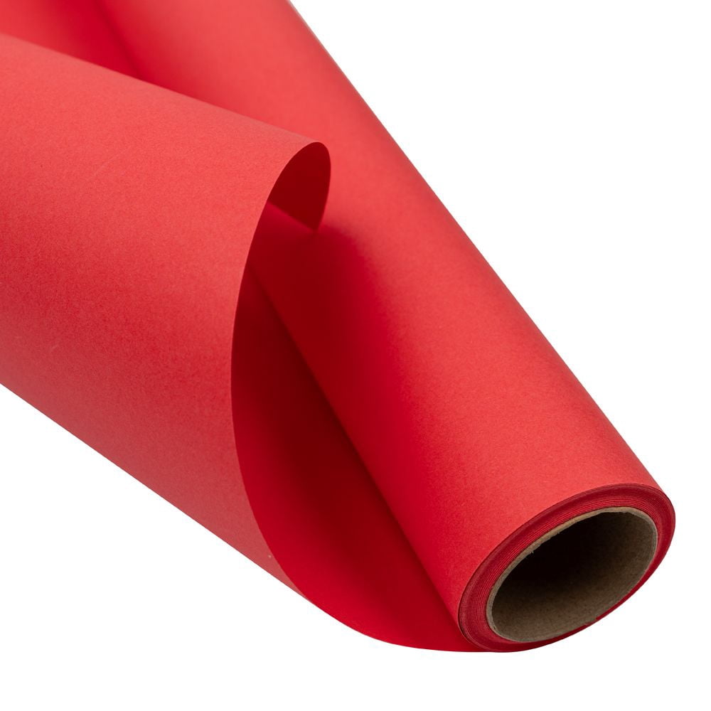 JAM Paper Matte Wrapping Paper, 26.3 Sq ft, Matte Red, Roll 1 Pack