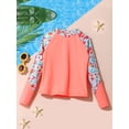 thumbnail image 5 of inlzdz Girls Long Sleeve Rash Guard Water Beach Sport Swim Top UPF 50+ Sunscreen Swimwear Shirts Orange 8, 5 of 6