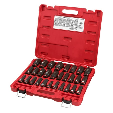 UPC: 0045242582587 | Milwaukee 49-66-7016 29-Piece SHOCKWAVE Impact Duty 1/2 in. Drive SAE and Metric Deep 6 Point Socket Set