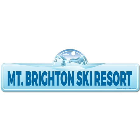 Mt. Brighton Ski Resort Street Sign | Indoor/Outdoor | Skiing, Skier, Snowboarder, Décor for Ski Lodge, Cabin, Mountian House | SignMission personalized
