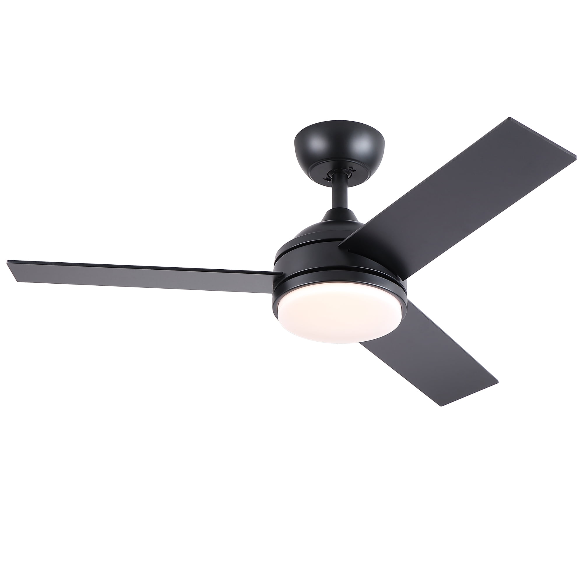 Leumius 52" Black Ceiling Fan with Intergrated LED Light Kit with Remote Control, 3 Plywood Blades and Work with Smart APP for Living Room Bedroom