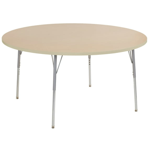 ECR4Kids 60in Round Contour Thermo-Fused Adjustable Activity Table Maple/Maple/Silver - Standard Swivel