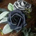 thumbnail image 5 of Imoment 25 Pcs Artificial Rose Flowers Fake Rose with Stems Real Looking Navy Blue Roses for Wedding Home-8 inch, 5 of 5