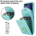 thumbnail image 4 of Crossbody Wallet Case Compatible for Samsung Galaxy Z Flip 6, RFID Blocking Card Slots, Metal Finger Ring, Premium PU Leather Lanyard Shoulder Strap Back Purse Cover Shockproof Case, Green, 4 of 9