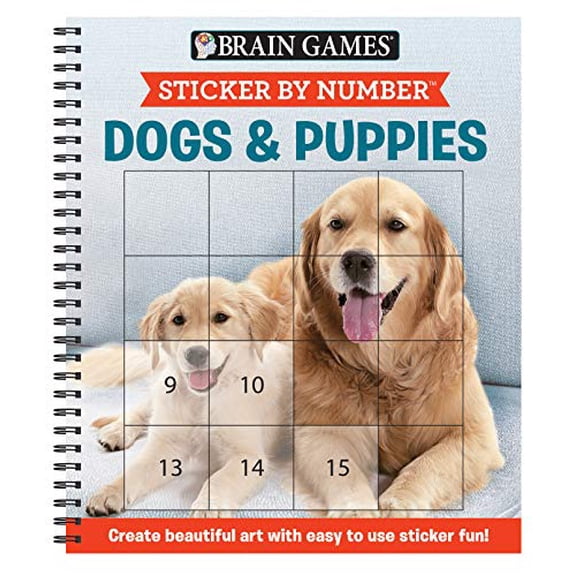 Pre-Owned Brain Games - Sticker by Number: Dogs & Puppies (Easy - Square Stickers): Create Beautiful Art With Easy to Use Sticker Fun!, 9781645581758, 1645581756, Paperback,