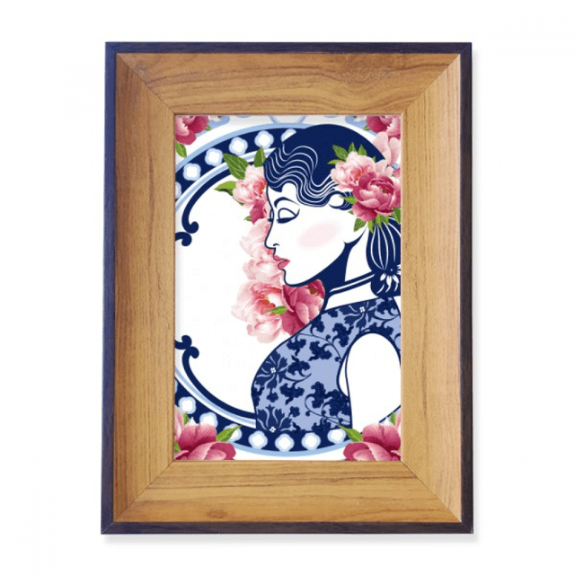 Chinese Culture Flower Woman Photo Frame Exhibition Display Art Desktop Painting