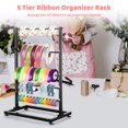 thumbnail image 3 of Ribbon Holder Storage Rack, 5 Tier Ribbon Organizer Rack, Carbon Steel Display Rack for Crochet Thread Spool Wrapping Paper Washi Tape, Practical for Handicraft Enthusiasts Cake Shops Florists, 3 of 7