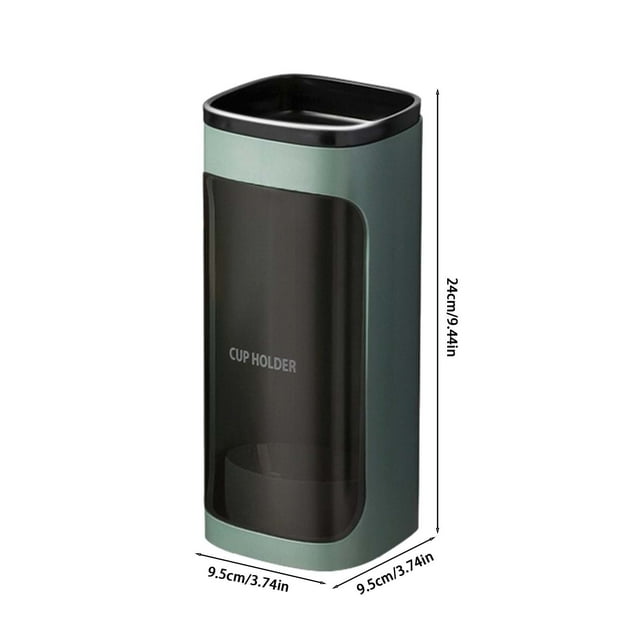 Cup Dispenser With Adhesive Board For Home Office Gym Use 24 cm x 9.5 cm x 9.5 cm Green And White ABS Material Holds 40 Disposable Paper Cups