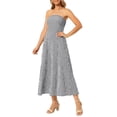 thumbnail image 2 of INSPIRE CHIC Women's Gingham Strapless Maxi Dress 2025 Casual Sleeveless Off Shoulder Smocked Beach Long Sundress S Black, 2 of 6