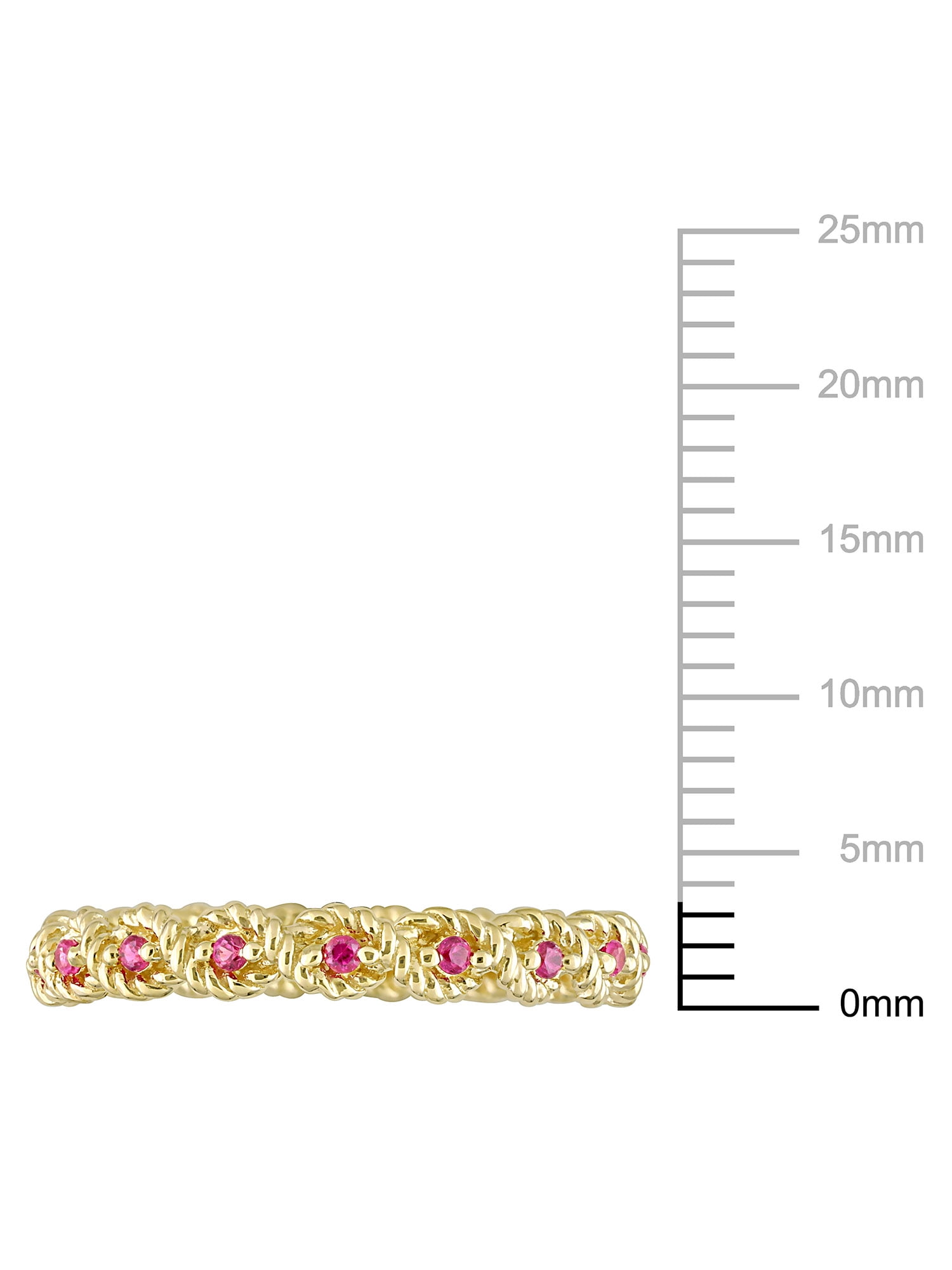 Miabella Women's 1/4 Carat T.G.W. Created Ruby 10kt Yellow Gold Twisted Eternity Band