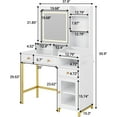 thumbnail image 7 of Yesfashion Large Vanity Desk with 3 Color Led Lighted Mirror and Power Outlet, Makeup Vanity Table with Drawers, Cabinet and Open Storage Shelves, Vanity Table, Dressing Table, 7 of 7